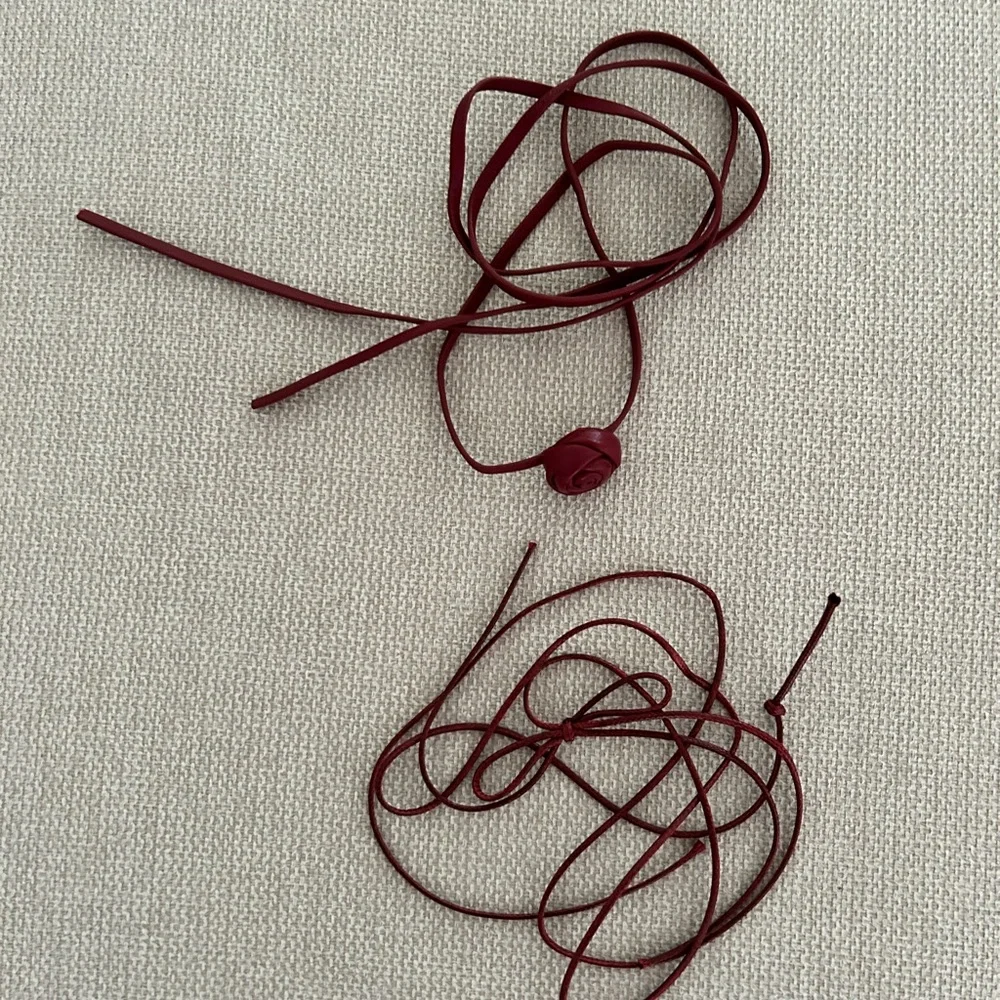 NWOT Zara Floral Double Choker Leather Necklace - Picture 6 of 7